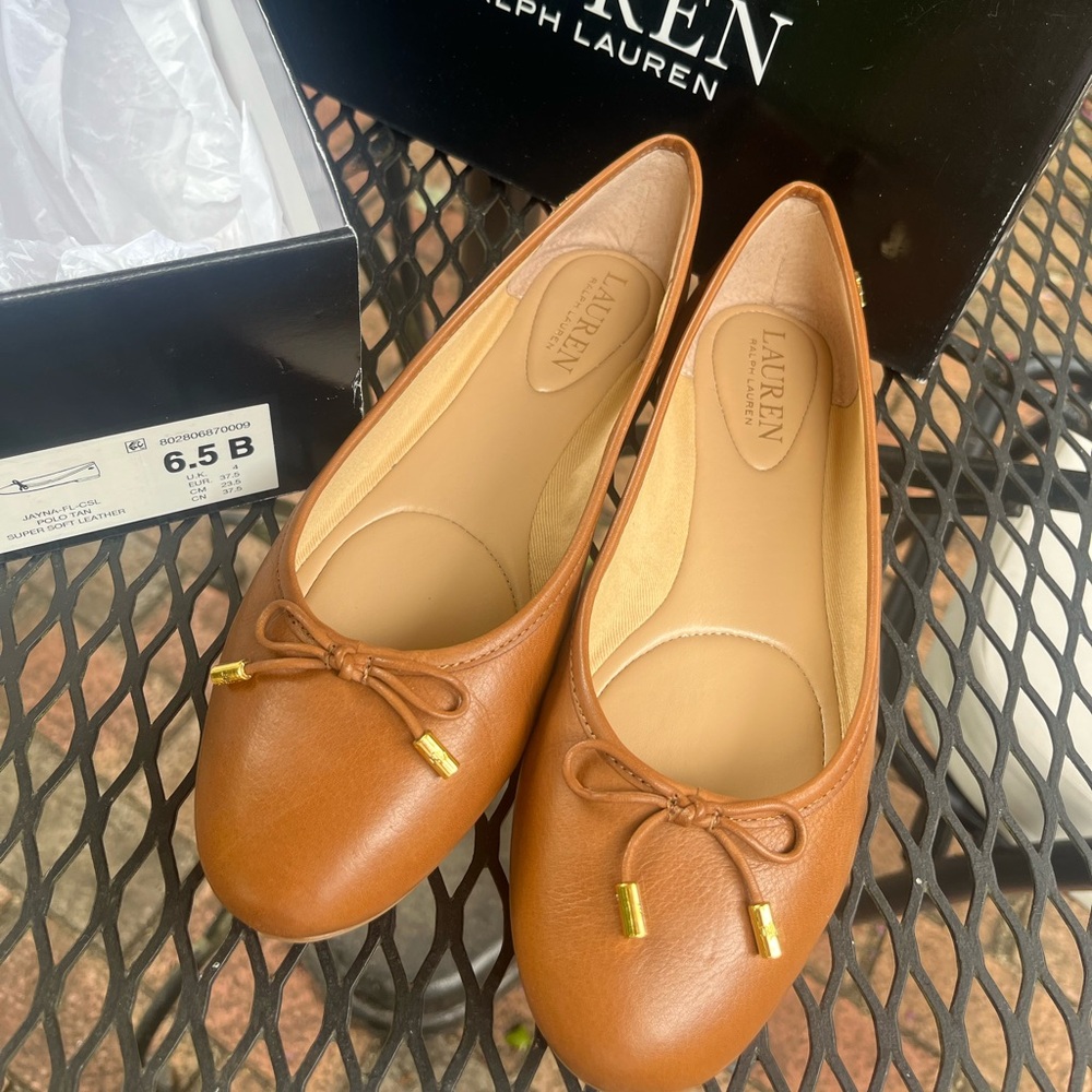 Ralph Lauren Jayna Leather Ballet Flat Size 6.5 M
